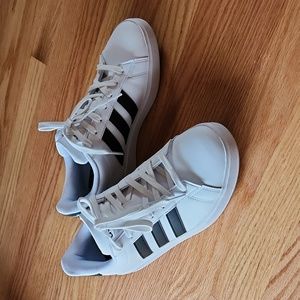 ADIDAS Court Leather White with Black, Cloud Comfort, Size US W9, UK 7.5